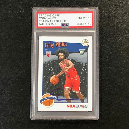 2019-20 NBA Hoops Winter Tribute #295 Coby White Signed Card AUTO 10 PSA Slabbed