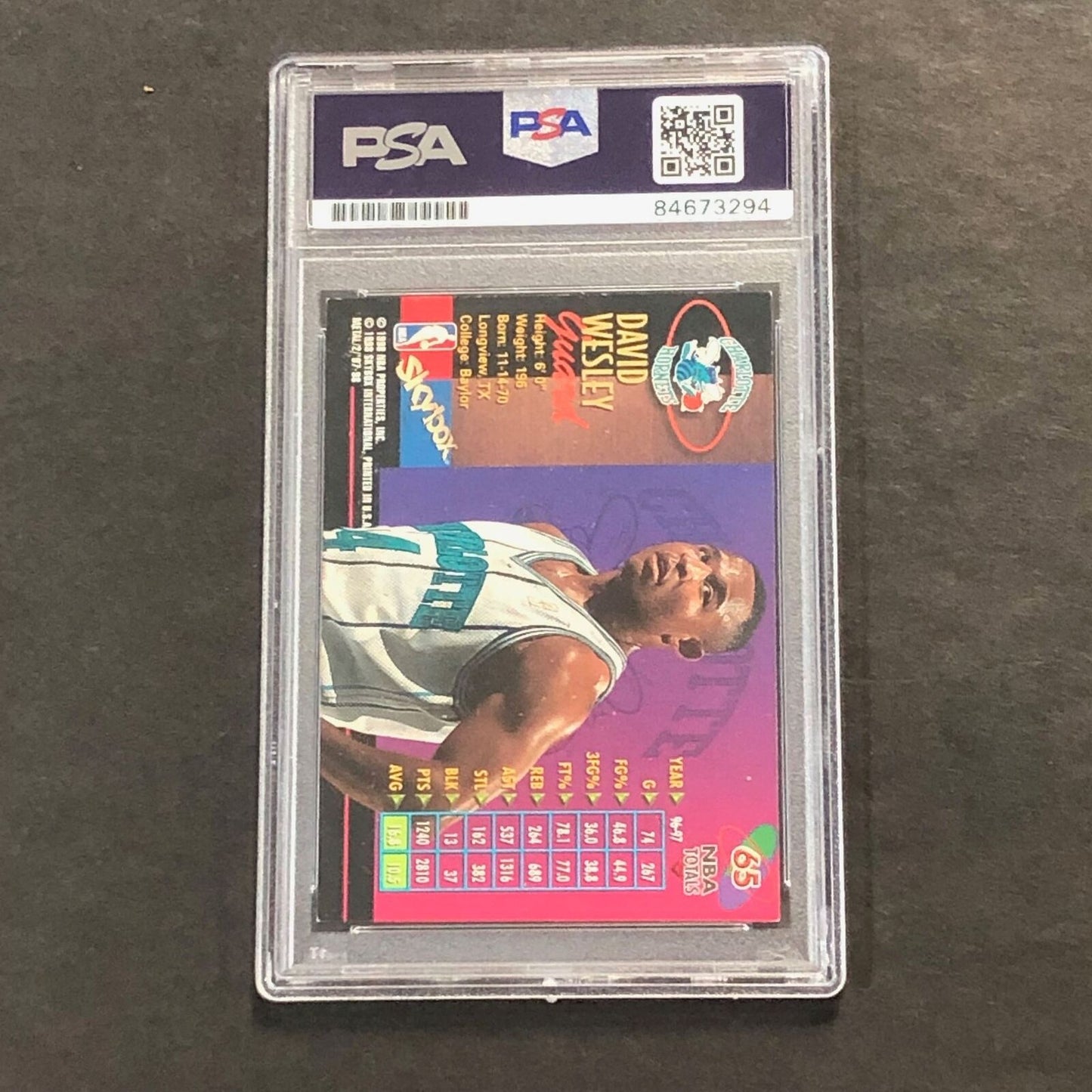 1997-98 Skybox #65 David Wesley Signed Card AUTO PSA Slabbed Hornets