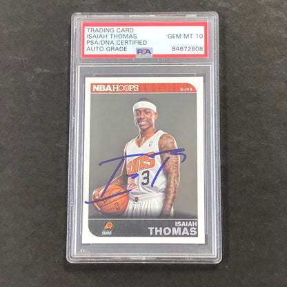 2014-15 NBA Hoops #256 Isaiah Thomas Signed Card AUTO Grade 10 PSA Slabbed Suns