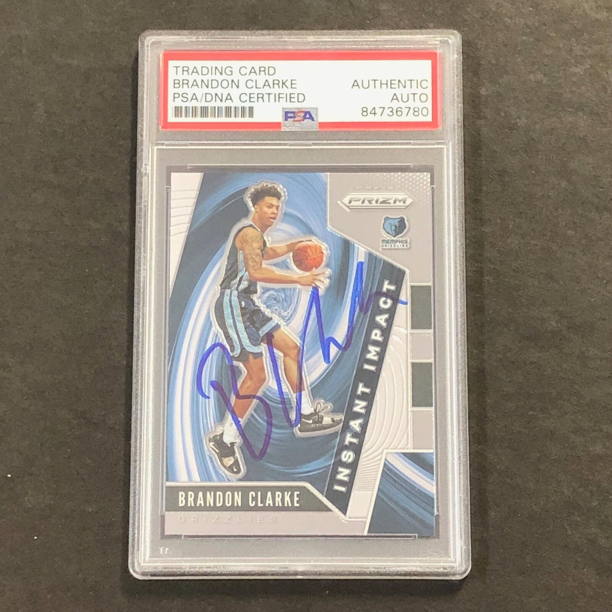2019-20 Panini Prizm Instant Impact #25 Brandon Clarke Signed Card AUTO PSA Slab