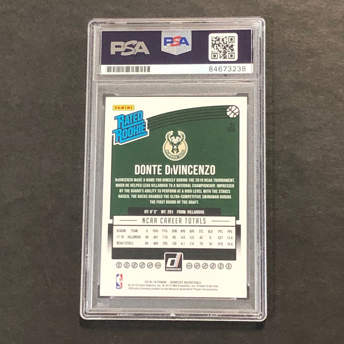2018-19 Panini Donruss #104 DONTE DIVINCENZO Signed Card AUTO PSA/DNA Slabbed RC