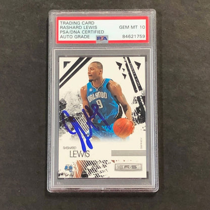 2009-10 Panini Rookies and Stars #70 Rashard Lewis Signed Card AUTO 10 PSA/DNA S