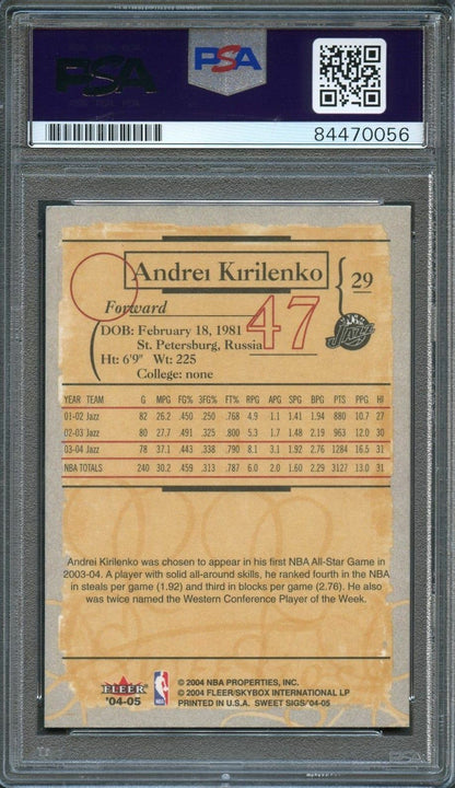2004-05 Fleer Sweet Sigs #29 Andrei Kirilenko Signed Card AUTO PSA Slabbed