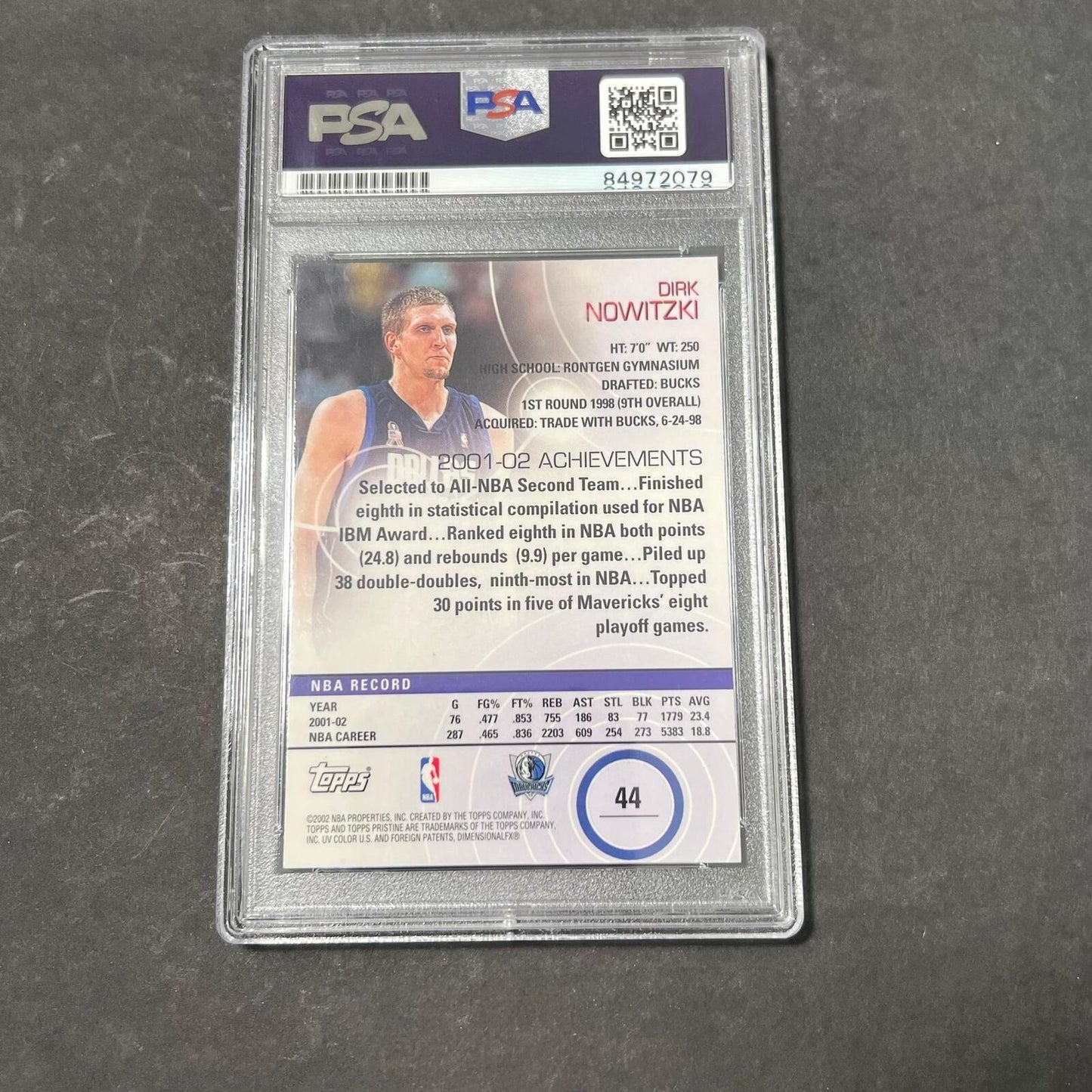 2002-03 Topps Pristine #44 Dirk Nowitzki Signed AUTO Card PSA/DNA Slabbed Autogr
