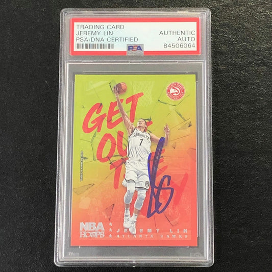 2018-19 NBA Hoops Get Out The Way #18 Jeremy Lin Signed Card AUTO PSA Slabbed Ne