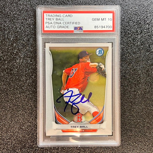 2013 Topps #BCP2 Trey Ball Signed Card PSA AUTO 10 Slabbed Red Sox