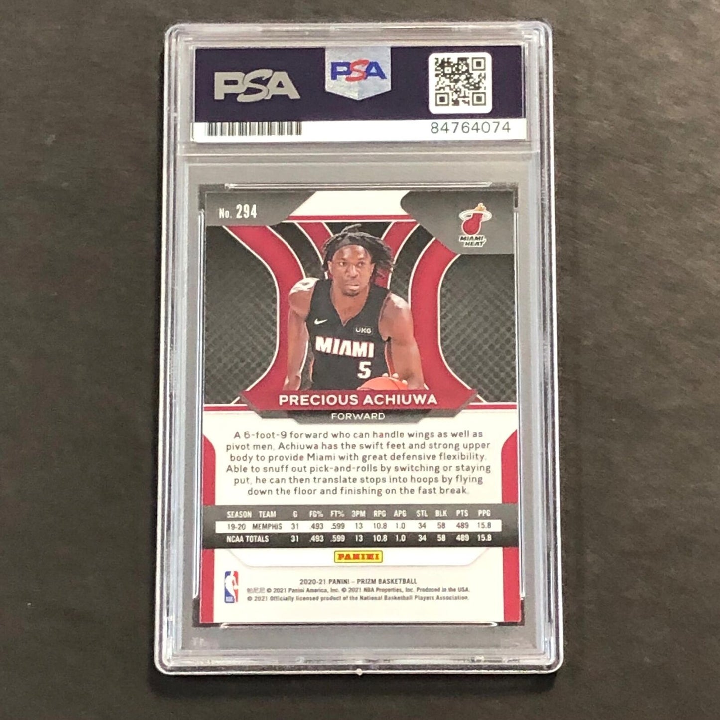 2020-21 Panini Prizm #294 PRECIOUS ACHIUWA Signed Card AUTO PSA/DNA Slabbed RC H