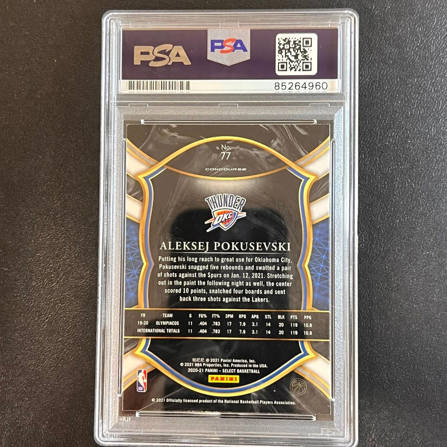 2020-21 Panini Select #77 Aleksej Pokusevski Signed Card AUTO PSA Slabbed RC Thu