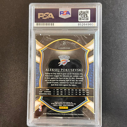2020-21 Panini Select #77 Aleksej Pokusevski Signed Card AUTO PSA Slabbed RC Thu