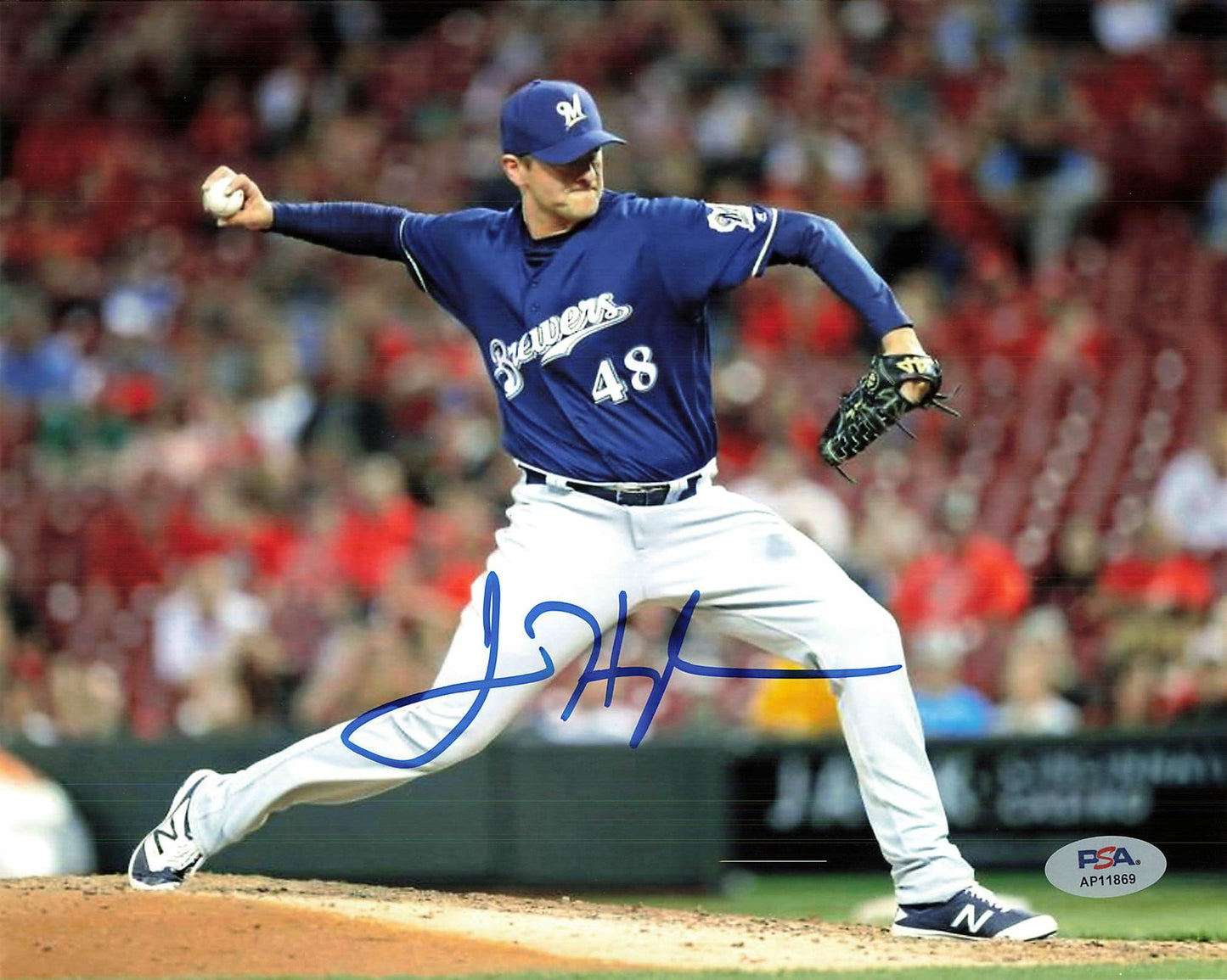 Jared Hughes Signed 8x10 Photo PSA Milwaukee Brewers