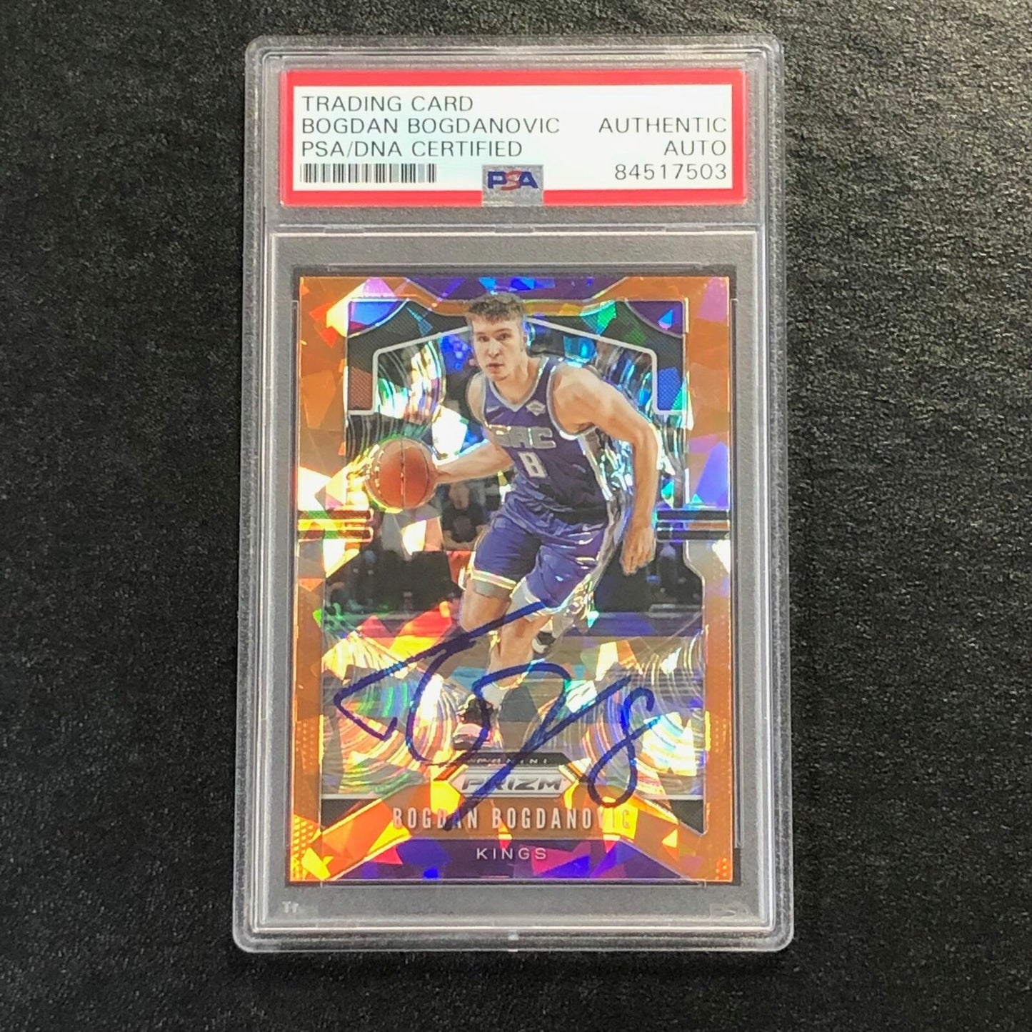 2019-20 Panini Prizm Orange Cracked Ice #131 Bogdan Bogdanovic signed Auto Card