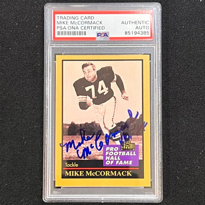 1991 Enor Pro Football Hall of Fame #96 Mike McCormack Signed Card PSA/DNA Slabb