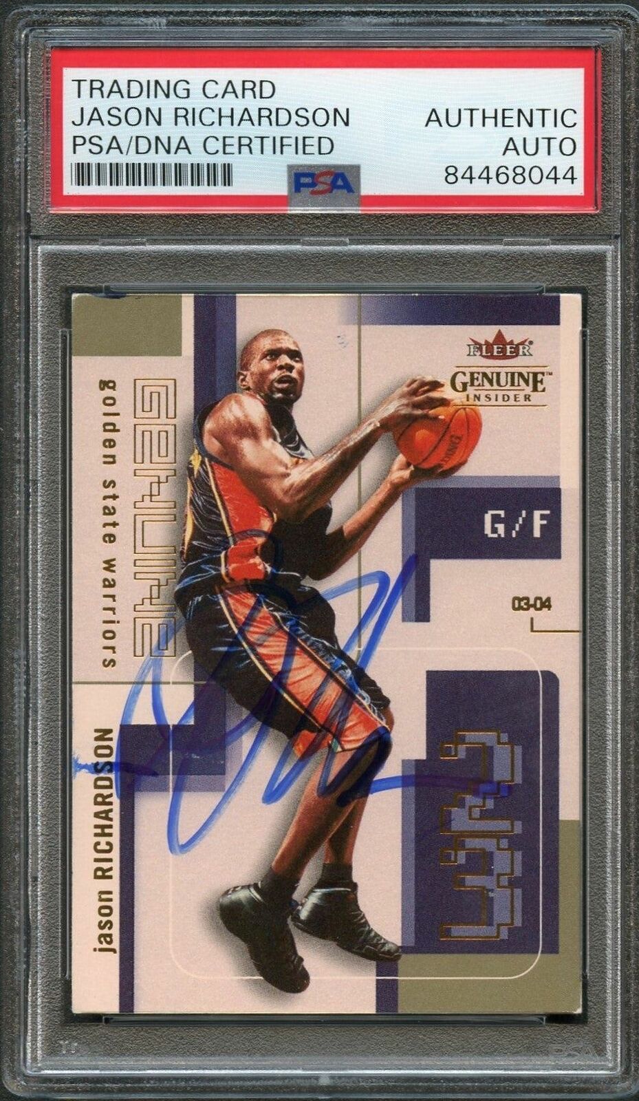2003-04 Fleer Genuine Insider #33 Jason Richardson Signed Card AUTO PSA Slabbed