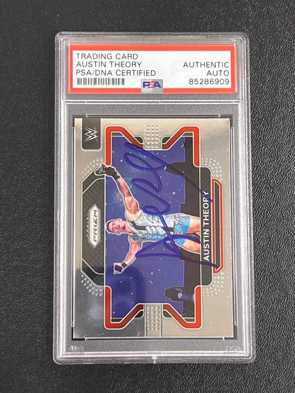 2022 Panini Prizm Contenders RAW #87 Austin Theory Signed Card AUTO PSA/DNA Slab