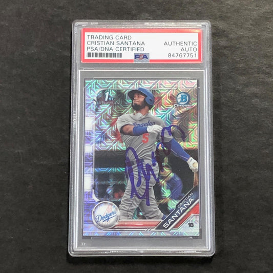 2019 Bowman Chrome Prospects #BCP-134 Cristian Santana Signed Card PSA Slabbed A