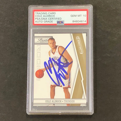 2010 Panini Prestige #161 Cole Aldrich Signed Card AUTO 10 PSA Slabbed RC Thunde