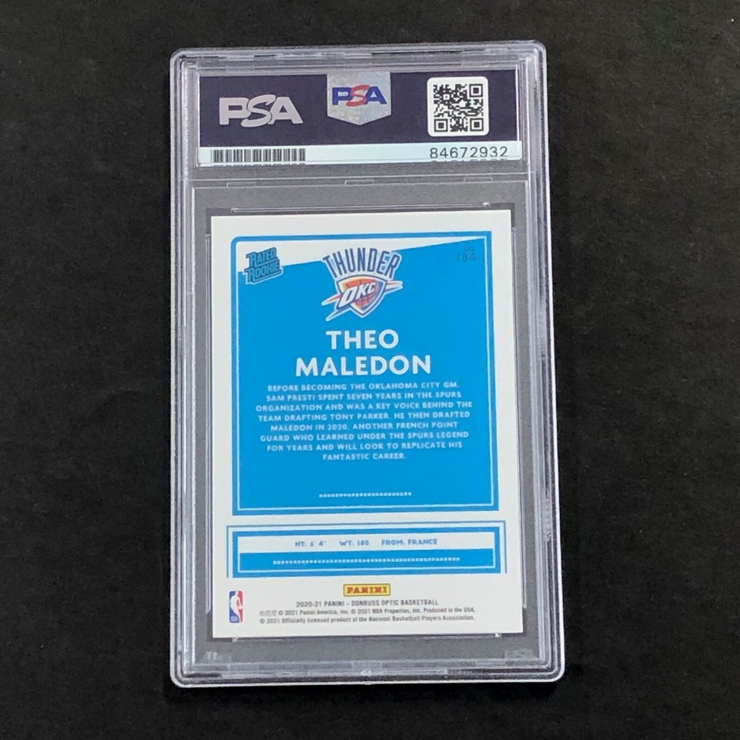 2020-21 Panini Prizm #184 Theo Maledon Signed Card AUTO PSA Slabbed RC Thunder