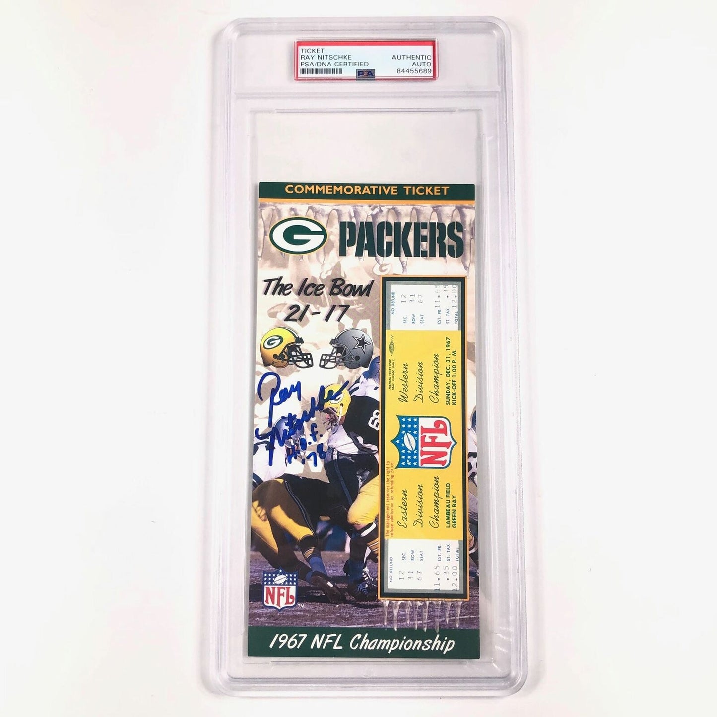 Ray Nitschke Signed Commemorative Ticket PSA/DNA Slabbed Packers