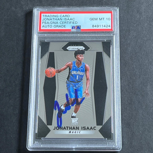2017-18 Panini Prizm #73 Jonathon Isaac Signed Card AUTO GRADE 10 PSA Slabbed RC