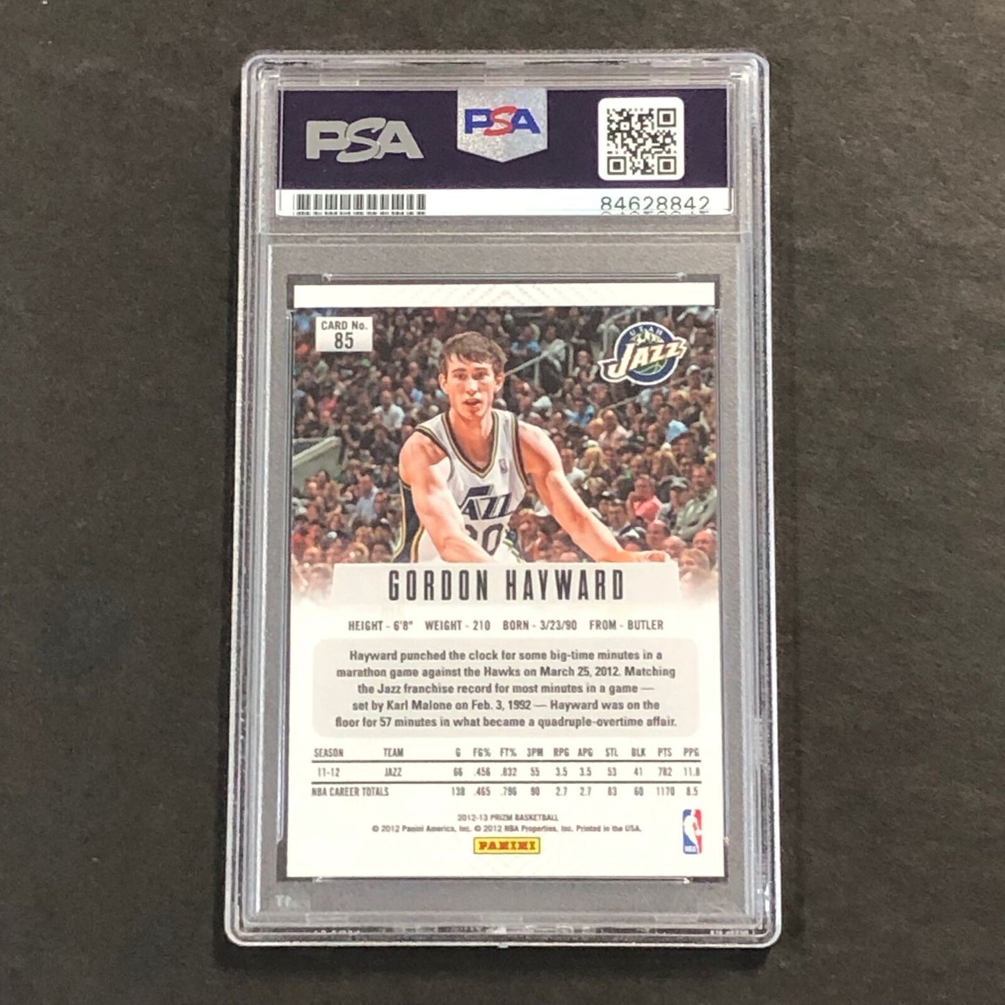 2012-13 Panini Prizm #85 Gordon Hayward Signed AUTO 10 PSA Slabbed Jazz