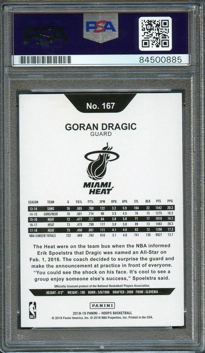 2018-19 NBA Hoops #167 Goran Dragic Signed Card AUTO 10 PSA/DNA Slabbed Heat