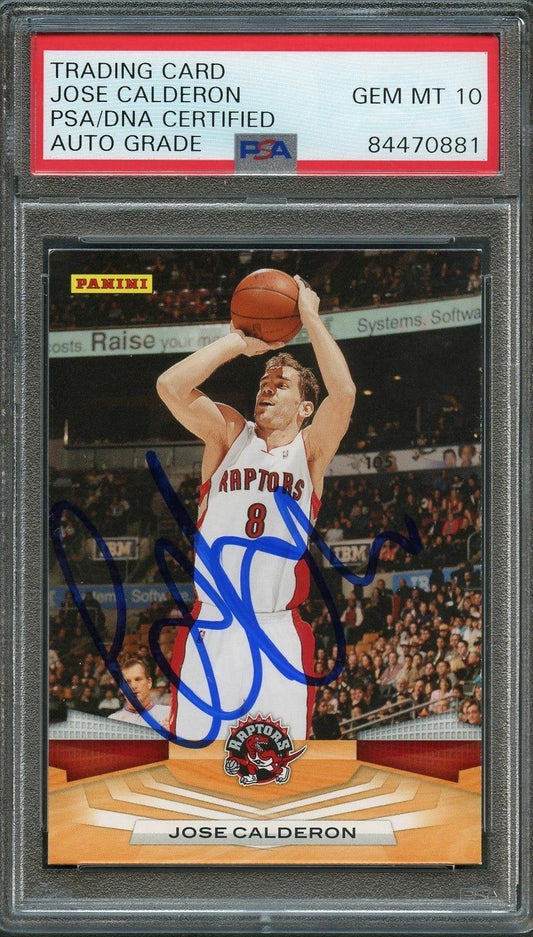 2009-10 Panini Basketball #45 Jose Calderon Signed Card AUTO 10 PSA Slabbed Rapt