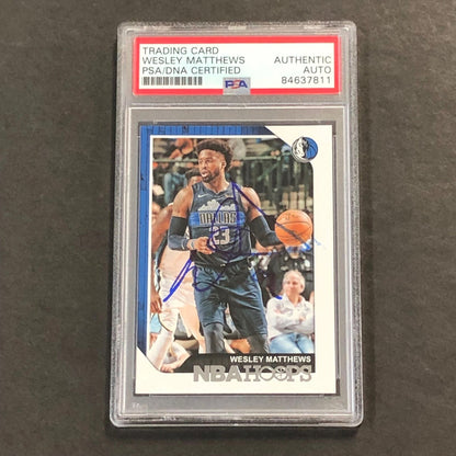 2018-19 Panini NBA Hoops #103 Wesley Matthews Signed Card AUTO PSA Slabbed Maver