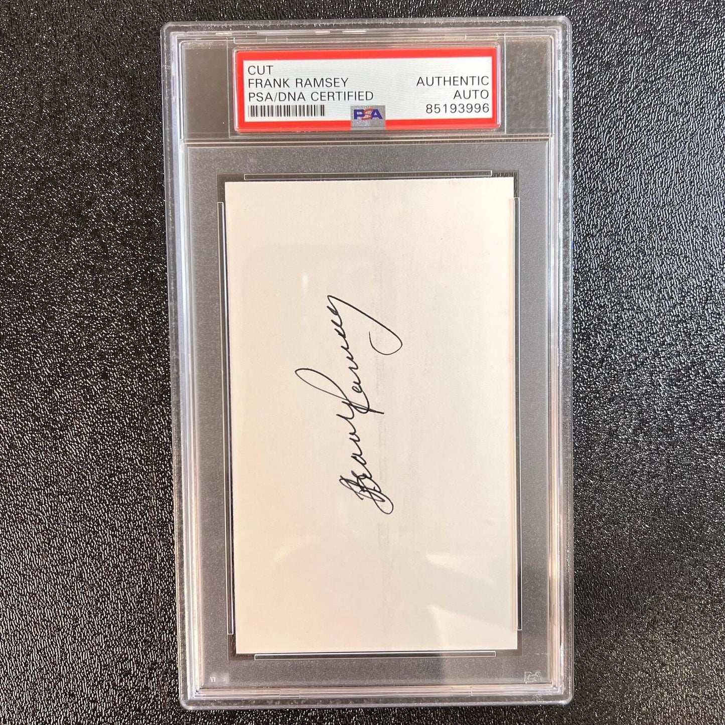 Frank Ramsey Signed index card AUTO PSA Slabbed