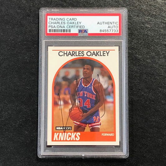 1989-90 NBA Hoops #213 Charles Oakley Signed Card AUTO PSA Slabbed Knicks