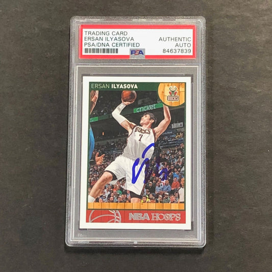 2013-14 NBA Hoops #102 Ersan Ilyasova Signed Card AUTO PSA Slabbed Bucks