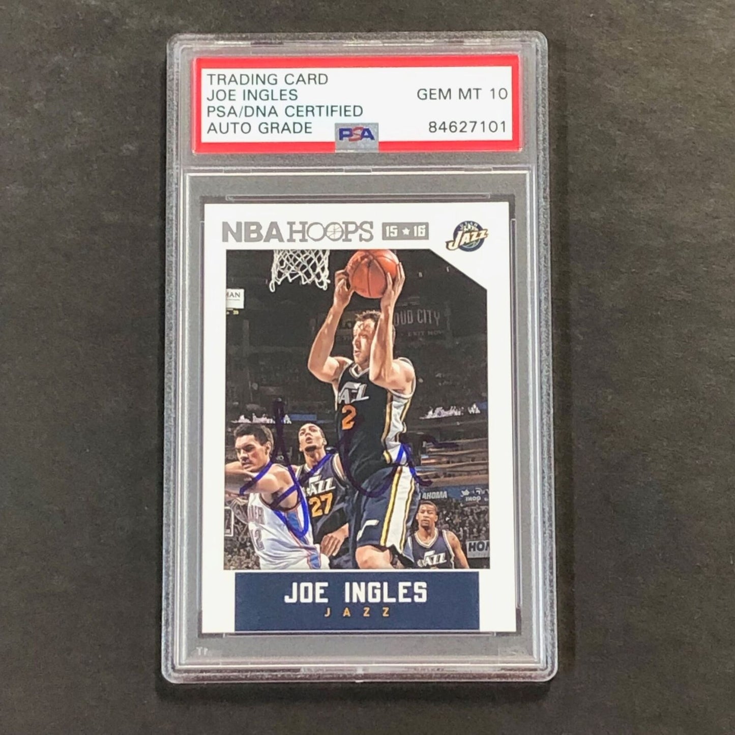 2015-16 NBA Hoops #163 Joe Ingles Signed Card AUTO 10 PSA Slabbed Jazz