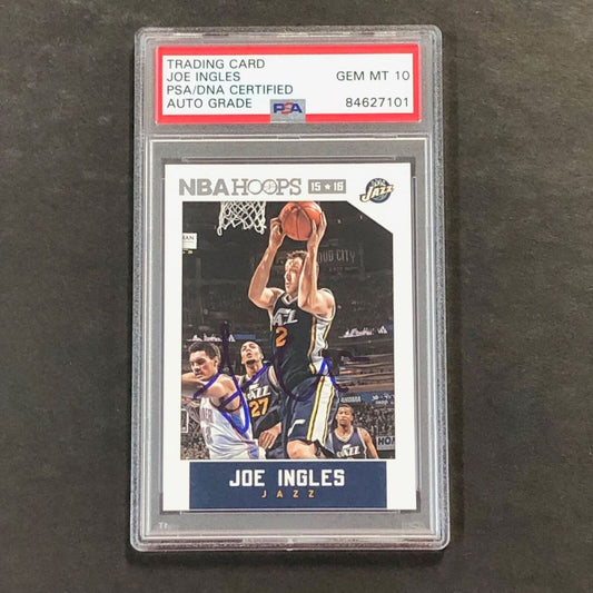 2015-16 NBA Hoops #163 Joe Ingles Signed Card AUTO 10 PSA Slabbed Jazz