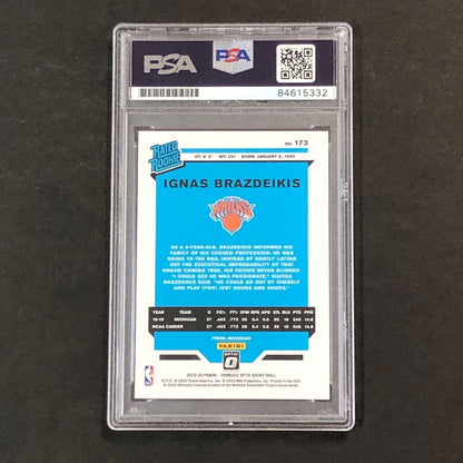 2019-20 Donruss Optic Rated Rookie #173 Ignas Brazdeikis Signed AUTO 10 PSA Slab