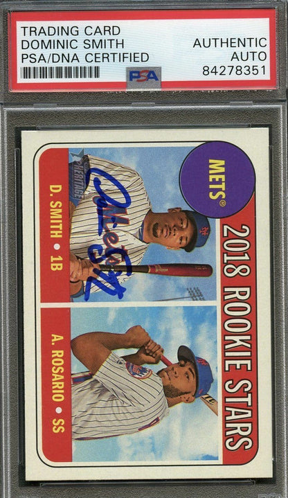 2018 Topps #31 Dominic Smith Signed Score Card PSA Slabbed Auto Mets RC