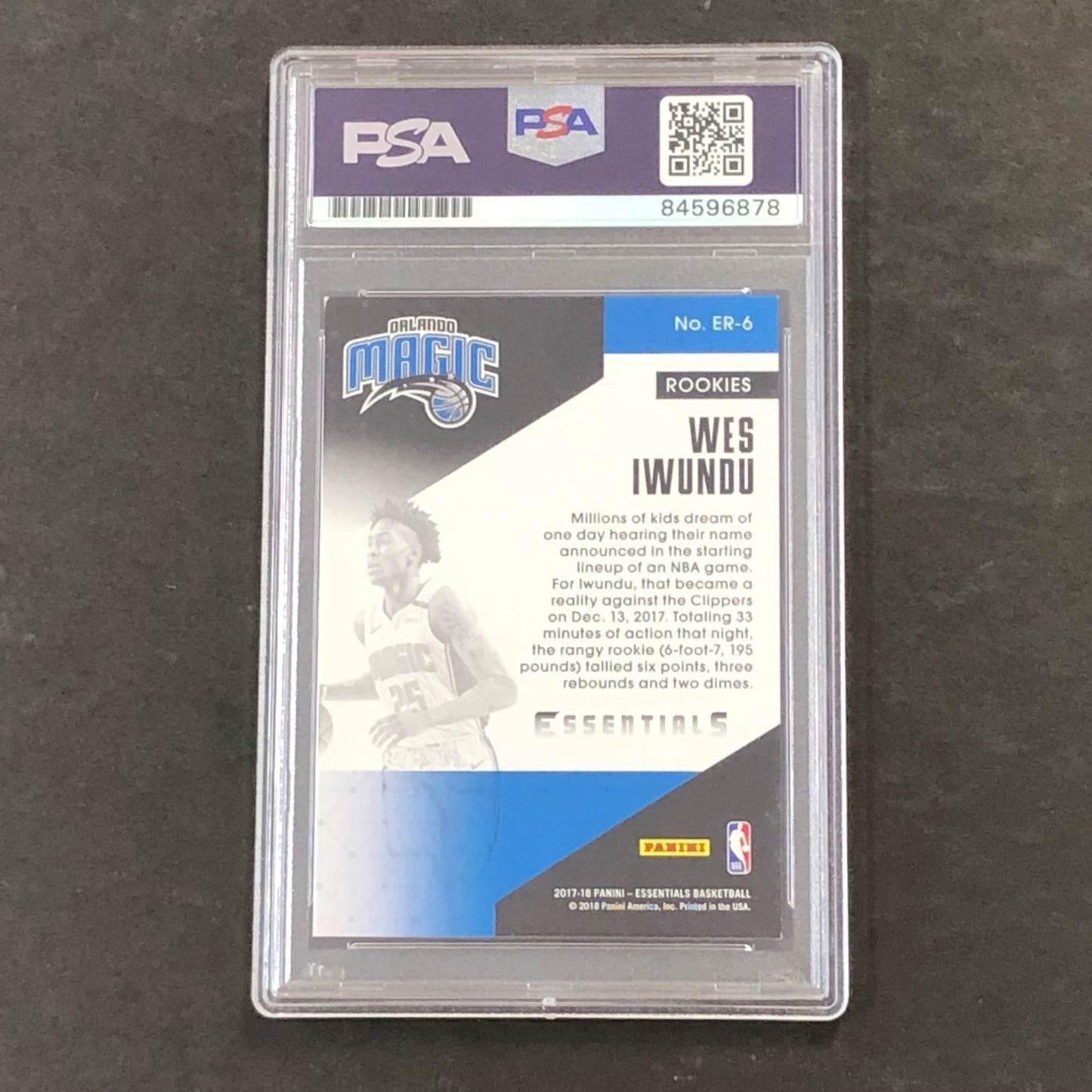 2017-18 Panini Essentials Rookies #6 Wes Iwundu Signed Card AUTO 10 PSA/DNA Slab