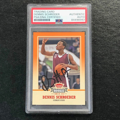 2013-14 FLEER RETRO #52 Dennis Schroder Signed Card AUTO PSA Slabbed RC Germany