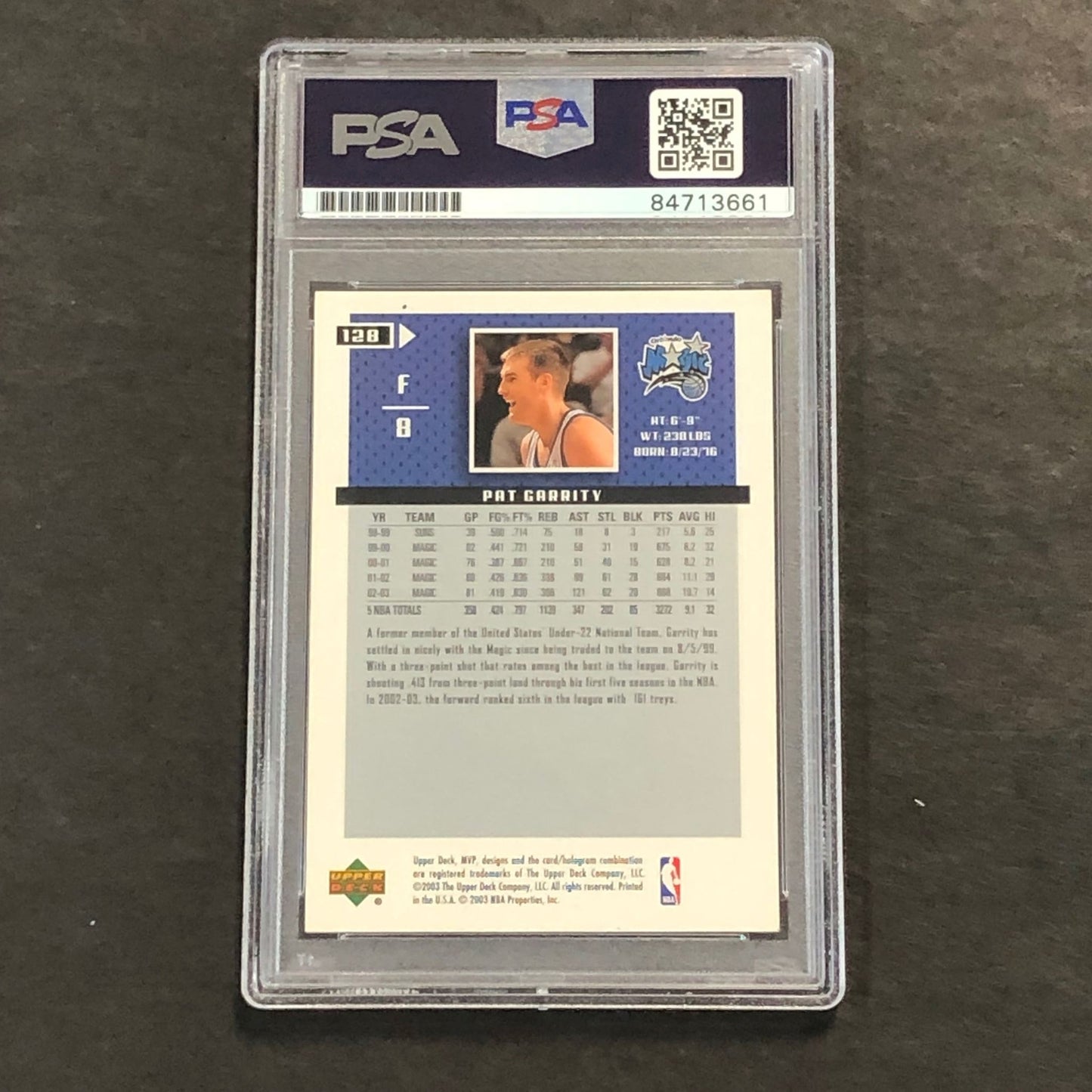 2002-03 Upper Deck MVP #128 Pat Garrity Signed Card PSA Slabbed Auto Magic