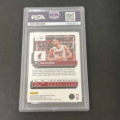 2022-23 Panini Donruss Optic #168 Max Strus signed card PSA Miami Heat