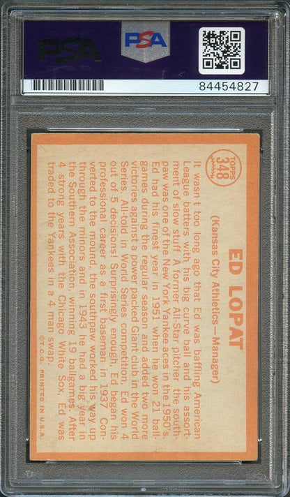 1964 Topps #348 ED LOPAT Signed Card PSA Slabbed Auto 10 A's