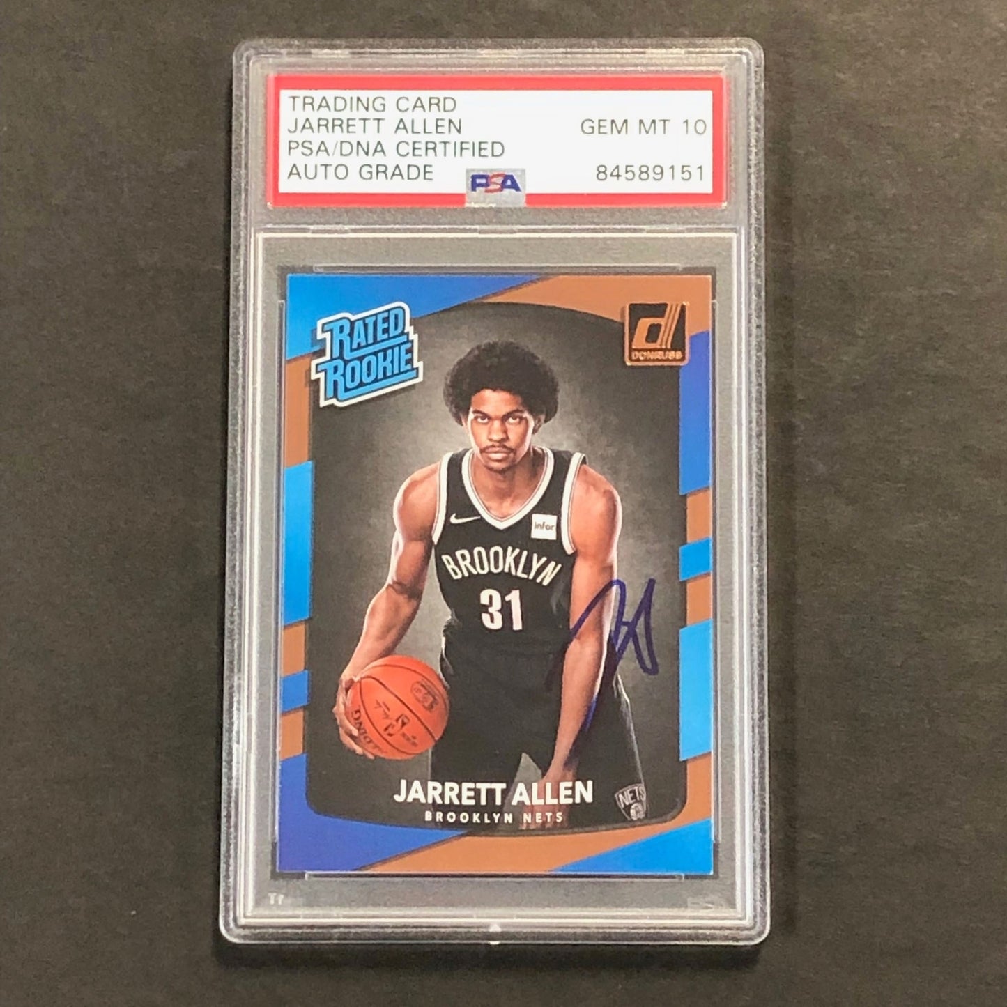 2017 Donruss Rated Rookie # 179 Jarrett Allen Signed Card AUTO 10 PSA Slabbed RC