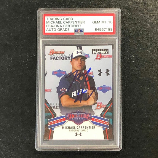 2018 BOWMAN Under Armour #UAN-3 Michael Carpentier Signed Card PSA Slabbed Auto