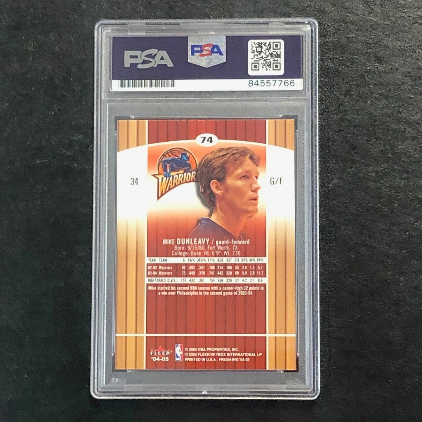2004-05 SkyBox #74 Mike Dunleavy Signed Card AUTO PSA Warriors
