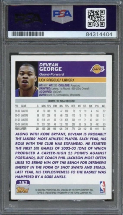 2003-04 Topps Collection #183 Devean George Signed Card AUTO PSA Slabbed