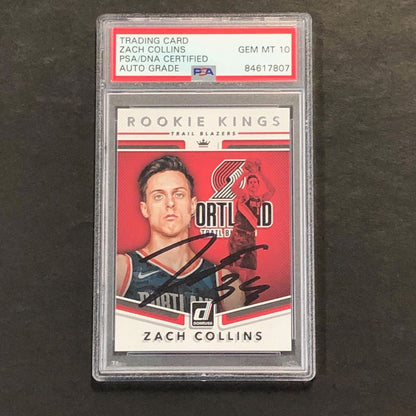 2017-18 Panini Donruss Rookie Kings #10 ZACH COLLINS Signed Card AUTO 10 PSA Sla