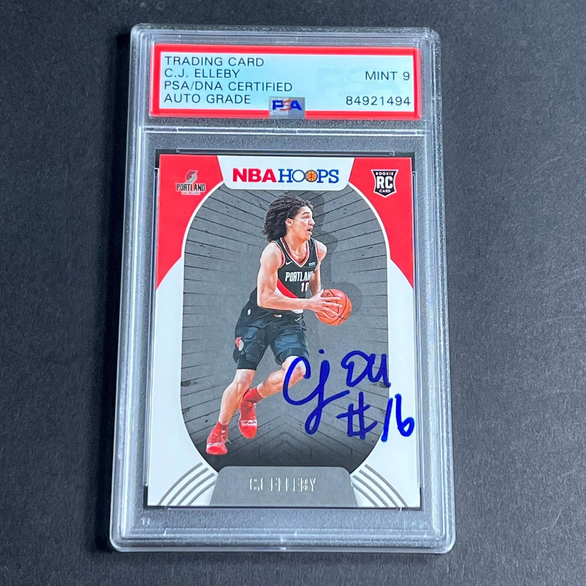 2020-21 NBA Hoops #250 CJ ELLEBY Signed Card AUTO 10 PSA Slabbed RC Trail Blazer
