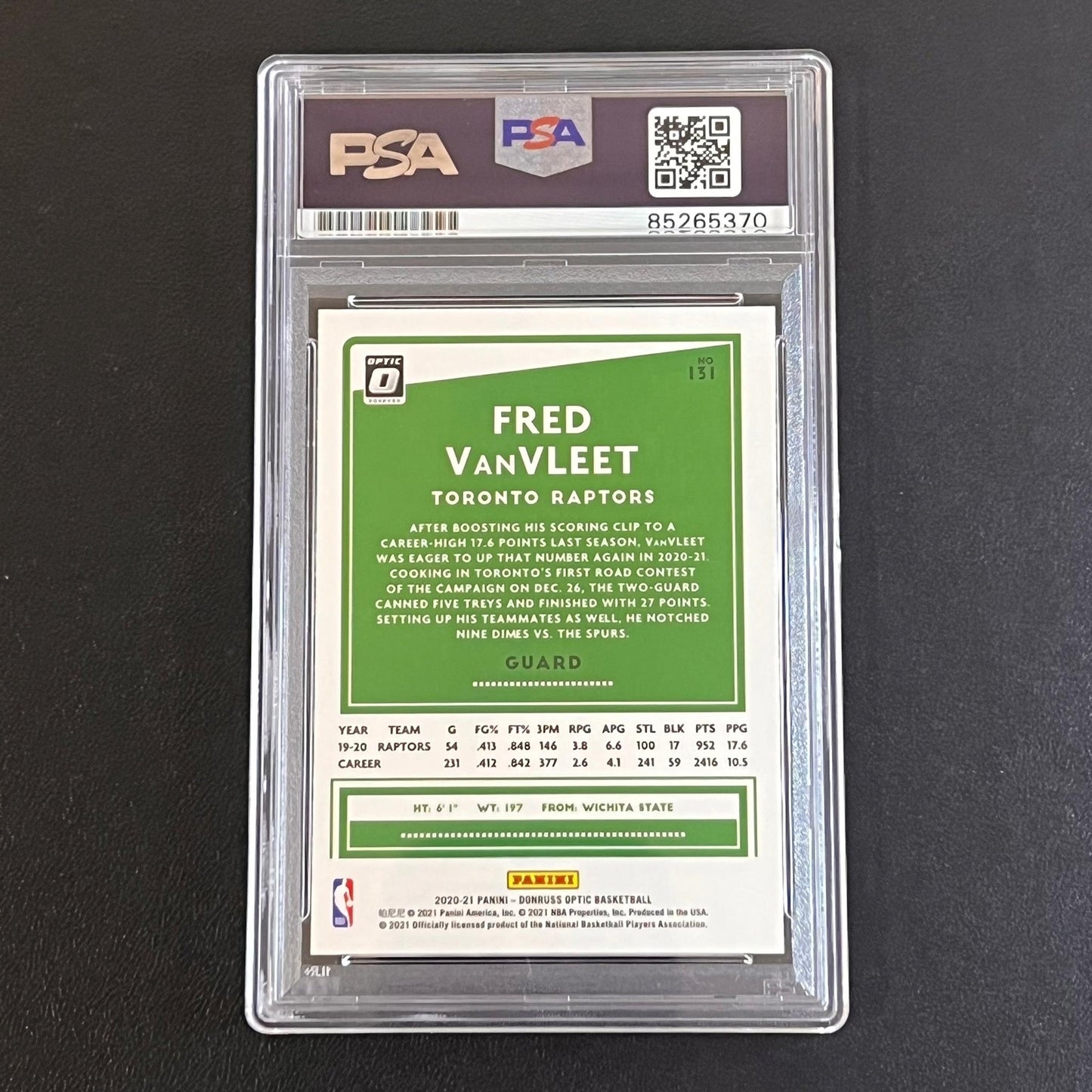 2020-21 Panini Donruss Optic #131 Fred VanVleet Signed Card AUTO PSA Slabbed Rap