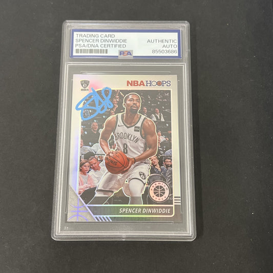 2019-20 Panini NBA Hoops Premium Stock #13 Spencer Dinwiddie signed card
