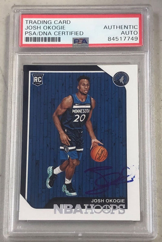 2018-19 NBA Hoops #276 Josh Okogie Signed Rookie Card AUTO PSA Slabbed RC Timber