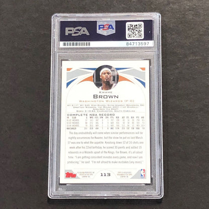 2004-05 Topps #113 Kwame Brown Signed Card AUTO PSA Slabbed Wizards