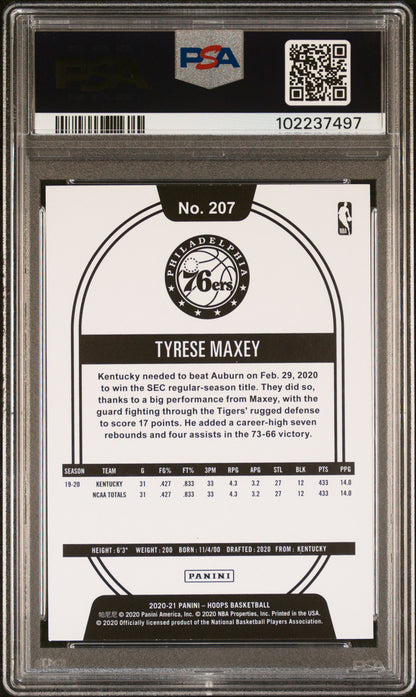 2020 Panini Hoops #207 Tyrese Maxey PSA Auto 8